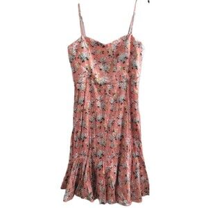 J.Crew Liberty Josephine Floral Ruffle Hem Midi Dress Pink Cotton Sz 10 Spring